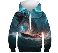 Labrador 1 Felpe con cappuccio per bambini ragazzi ragazze pullover con cappuccio divertente felpe fresche a maniche lunghe leggero con cappuccio, Invasione di mostri, 13-15 Years