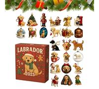 Labrador 2025, 2D Acrylic Holiday Decorations 24 Days, Dog Ornament Countdown Calendar, Festive Dog Decor for Home Tree Car Rearview Mirror Wall Window Door, 10.24 Inches