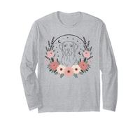 Labrador Boho Flower Line Art Womens Maglia a Manica