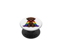 Labrador Cioccolato Cane Pride Mantella Arcobaleno LGBTQ+ PopSockets PopGrip Adesivo