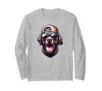 Labrador cioccolato Lab Dog con sfumature e cappello all'indietro Maglia a Manica