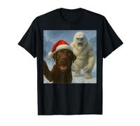 Labrador Cioccolato Yeti Selfie Divertente Natale Cane Proprietario Animale Domestico Maglietta