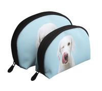 Labrador divertente, Borsa per trucco a conchiglia Portamonete da donna Borsa da toilette piccola Borsa per cosmetici 2 pezzi