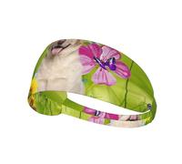Labrador in The Flowers Fasce sportive per donna e uomo, fasce elastiche per capelli, fasce antiscivolo alla moda per yoga, fitness e corsa, nere