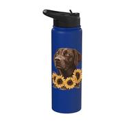 Labrador marrone con girasoli Stainless Steel Insulated Water Bottle