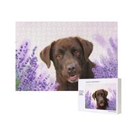 Labrador marrone lavanda cani retriever,Puzzle in legno da 300 pezzi per famiglie, per adulti e adolescenti, decorazioni per la casa