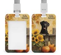 Labrador nero su ringhiera in legno porta badge retrattile clip porta carte di credito protezione nome badge per lavoro ufficio medico infermiera