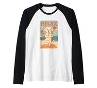 Labrador Relax Yoga Divertente Rilassante Cane Golden Retriever Maglia con Maniche Raglan