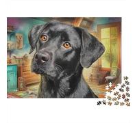 Labrador Retriever 1000 Pezzi Puzzle Creativo Intrattenimento Creativo Black Labrador Portrait Jigsaw Sfide Divertenti Per Bambini E Adulti 38x26cm/1000pcs