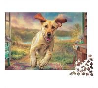 Labrador Retriever 1000 Pezzi Puzzle Creativo Regali Di Festa Yellow Labrador Jumping Puzzle Stimolare La Creatività Per Bambini E Adulti 52x38cm/1000pcs