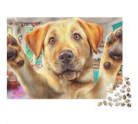 Labrador Retriever 1000 Pezzi Puzzle Divertente Decorazione Per La Casa Yellow Labrador Waving Puzzle Sfide Divertenti Per Regali 70x50cm/1000pcs