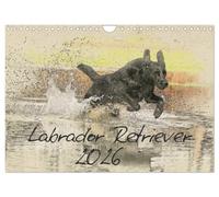 Labrador Retriever 2026 (Wandkalender 2026 DIN A4 quer), CALVENDO Monatskalender: Labradorkalender im kunstvollen Aquarell-Stil. Wer außergewöhnliche ... gleicht jedes Motiv einem kleinen Kunstwerk