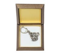 Art-Dog Simpatico portachiavi per cani - Collezione esclusiva Simpatico portachiavi Labrador Retriever - Graziosi portachiavi placcati in argento in un bellissimo cofanetto - 4,2x3,8x8,7 cm