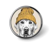 Labrador Retriever che indossa un berretto giallo lavorato a maglia rotonda spilla per uomo donna moda distintivo collare pin vestito giacca zaino accessori