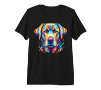 Labrador Retriever colorato Faccia di Cane Pop Art Vibrant Lab Maglietta Premium