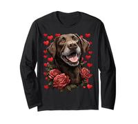 Labrador Retriever con Rose Rosse Cuori Cane San Valentino Maglia a Manica