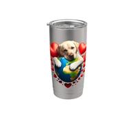 Labrador Retriever Dog Earth Day Abbraccio Amore Proprietario Pianeta Amante Bicchiere termico in acciaio inox doppia parete