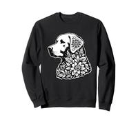 Labrador Retriever floreale vintage invecchiato nero e bianco Felpa