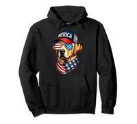 Labrador Retriever giallo 4 luglio Merica USA Flag Lab Felpa con Cappuccio