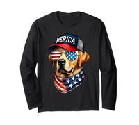 Labrador Retriever giallo 4 luglio Merica USA Flag Lab Maglia a Manica