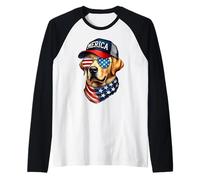 Labrador Retriever giallo 4 luglio Merica USA Flag Lab Maglia con Maniche Raglan