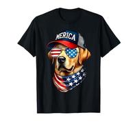 Labrador Retriever giallo 4 luglio Merica USA Flag Lab Maglietta