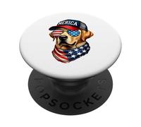 Labrador Retriever giallo 4 luglio Merica USA Flag Lab PopSockets PopGrip Adesivo