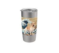 Labrador Retriever giapponese Kanagawa Wave Surf Amante dei cani Bicchiere termico in acciaio inox doppia parete