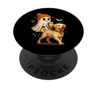 Labrador Retriever Halloween Ghost Walking Labrador Dog PopSockets PopGrip Adesivo