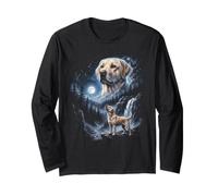 Labrador Retriever Howling Moon 90s Bootleg Puppy Dog Maglia a Manica