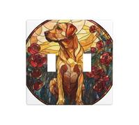 Labrador Retriever in campo di rose, doppia banda, copertura per luce da parete, interruttore decorativo, dimensioni standard - 11,4 x 11,4 cm