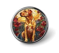 Labrador Retriever in campo di rose spilla rotonda per uomo donna moda distintivo collare pin vestito giacca zaino accessori