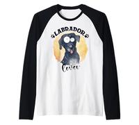 Labrador Retriever Nero Cane Mamma Papà Kawaii Dog Doodles Maglia con Maniche Raglan