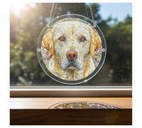 Labrador Retriever - Puzzle in acrilico Suncatcher, 20 cm, rotondo, in stile mosaico, per gli amanti dei cani, Golden Retriever da appendere alla finestra, stampa UV su entrambi i lati, regalo