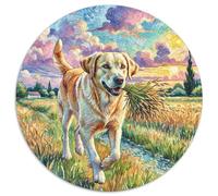 Labrador Retriever Puzzle Rotondo 1000 Pezzi Puzzle Pet Dog Puzzle Arte Ifficile E Impossibile Per Adulti Idea Regalo Per Lei O Lui Rotonda 1000pcs (67.5x67.5cm)