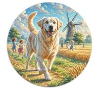 Labrador Retriever Puzzle Rotondo Da 1000 Pezzi Puzzle Pet Dog Puzzle Creativo Giocattolo Puzzle Antistress Idea Regalo Per Lei O Lui Rotonda 1000pcs (67.5x67.5cm)