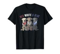 Labrador Retriever rosso bianco e blu 4 luglio Maglietta
