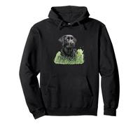 Labrador Retriever Seduto Verde Erba Natura Arte Felpa con Cappuccio