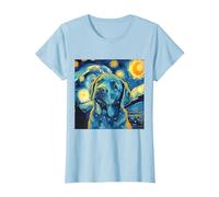Labrador Retriever, Simpatico Cane, Notte Stellata, Dipinto di Van Gogh Maglietta, Donna, Celeste, S