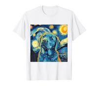 Labrador Retriever, Simpatico Cane, Notte Stellata, Dipinto di Van Gogh Maglietta, Uomo, Bianco, L