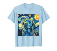 Labrador Retriever, Simpatico Cane, Notte Stellata, Dipinto di Van Gogh Maglietta, Uomo, Celeste, L