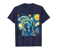 Labrador Retriever, Simpatico Cane, Notte Stellata, Dipinto di Van Gogh Maglietta, Uomo, Navy, L