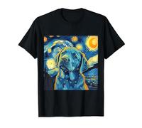 Labrador Retriever, Simpatico Cane, Notte Stellata, Dipinto di Van Gogh Maglietta, Uomo, Nero, L