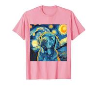 Labrador Retriever, Simpatico Cane, Notte Stellata, Dipinto di Van Gogh Maglietta, Uomo, Rosa, L