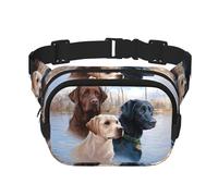 Labrador Retrievers - Marsupio quadrato a doppio strato, unisex, con cinghia regolabile, per corsa, viaggi, colore nero, taglia unica