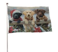 Labrador Retrievers recinzione in legno innevata bandiera invernale 0,9 x 1,5 m bandiere da giardino all'aperto banner decorazione per cortile portico prato fattoria