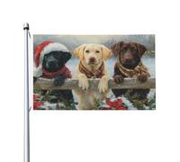Labrador Retrievers recinzione in legno innevata inverno cortile casa bandiere, 0,9 x 1,5 m stagione, striscione di auguri con occhielli interni ed esterni feste decorazioni per la casa