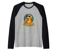 Labrador Summer Design Cane Cartoon Golden Retriever Vintage Maglia con Maniche Raglan
