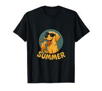 Labrador Summer Design Cane Cartoon Golden Retriever Vintage Maglietta
