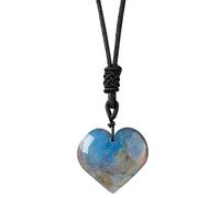 Labradorit-Halskette | Kristall Halskette Herzform | Labradorit Stein, Mondstein Kette, Heilstein Kette, Naturstein Schmuck | Halskette Für Frauen | Polierte Handgefertigte Halsketten Für Männer Und